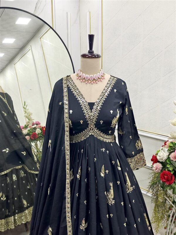 Buy Aliya-Cut Chinon Silk Gown with Pant and Dupatta Set - Image 2