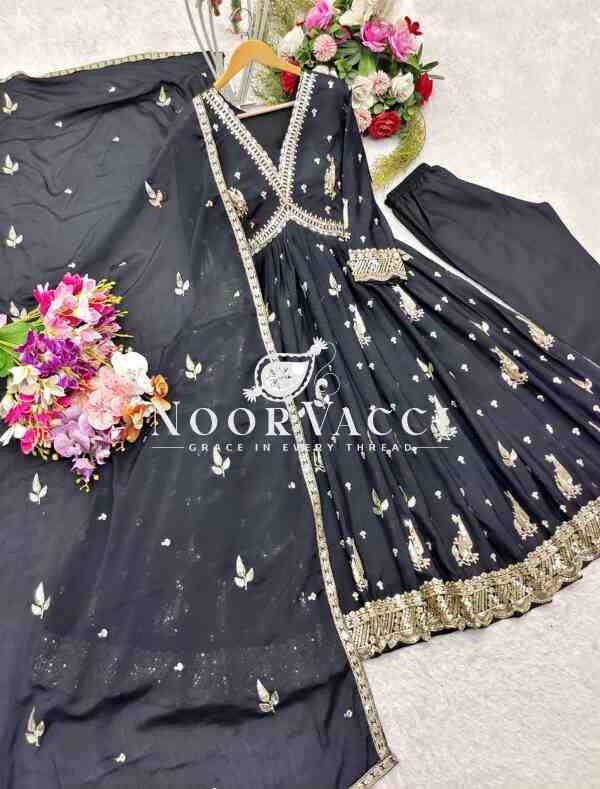 Aliya-Cut Chinon Silk Gown with Pant and Dupatta Set - Image 4