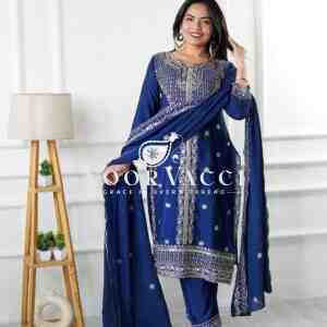 Real Modeling Chinon Silk Top with Pant and Dupatta Set