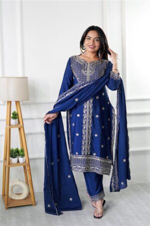 Buy Real Modeling Chinon Silk Top with Pant and Dupatta Set
