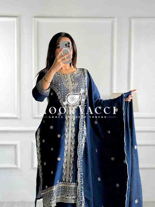 Real Modeling Chinon Silk Top with Pant and Dupatta Set - Image 3