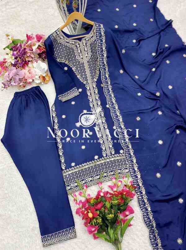 Real Modeling Chinon Silk Top with Pant and Dupatta Set - Image 5