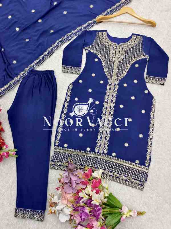 Real Modeling Chinon Silk Top with Pant and Dupatta Set - Image 6