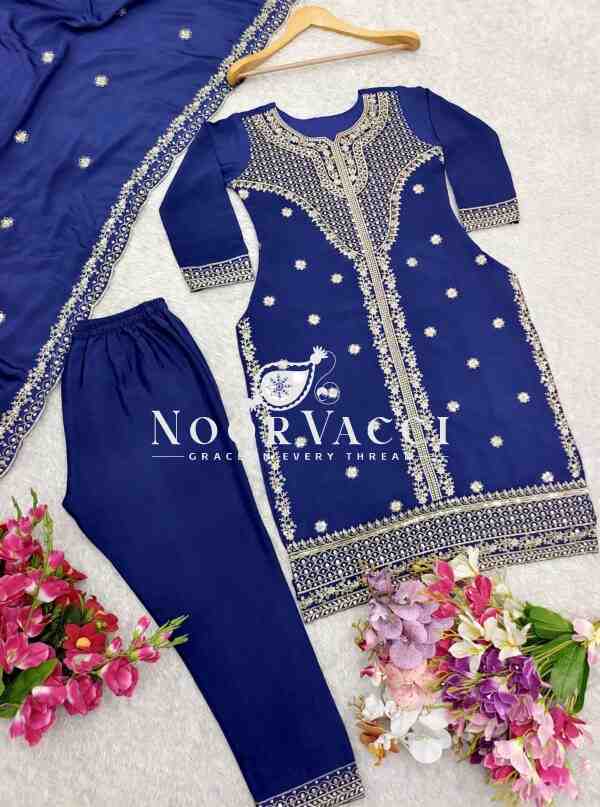 Real Modeling Chinon Silk Top with Pant and Dupatta Set - Image 7