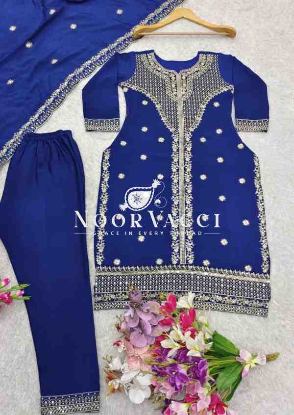 Real Modeling Chinon Silk Top with Pant and Dupatta Set - Image 4