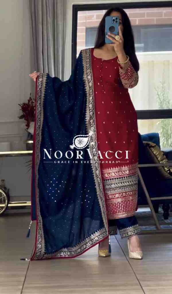 Designer Party Wear Georgette Set with Heavy Embroidery & Sequence Work