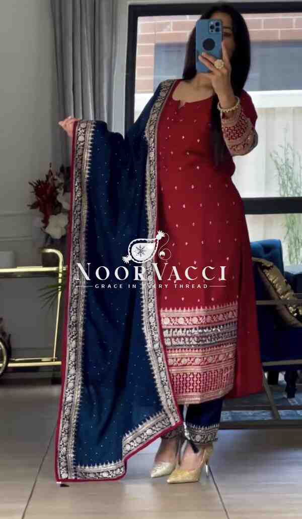Designer Party Wear Georgette Set with Heavy Embroidery & Sequence Work - Image 2