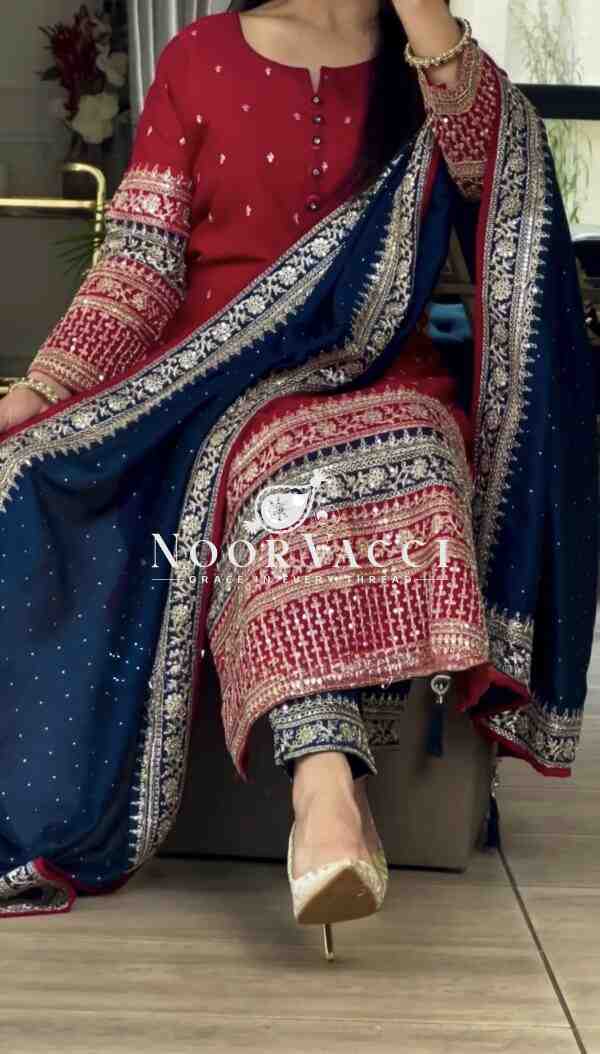 Designer Party Wear Georgette Set with Heavy Embroidery & Sequence Work - Image 3