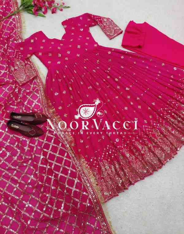 Designer Fox Georgette Gown with Pant and Dupatta Set - Image 2