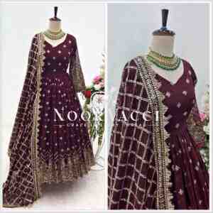 Designer Fox Georgette Gown with Pant and Dupatta Set