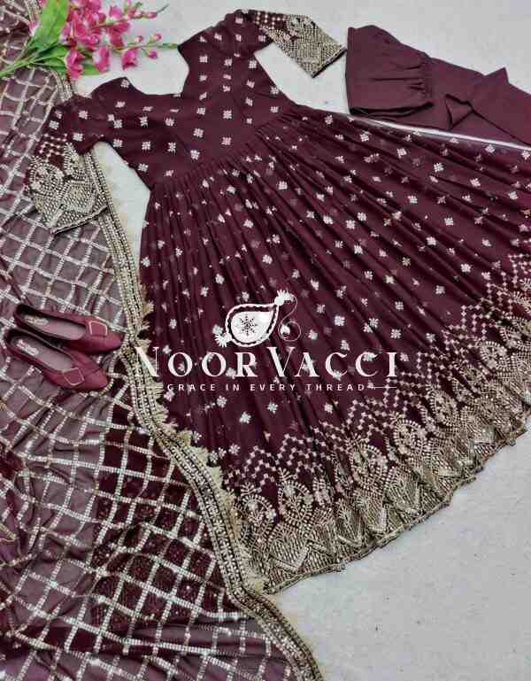 Designer Fox Georgette Gown with Pant and Dupatta Set - Image 2