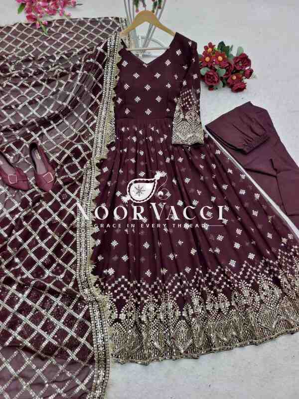 Designer Fox Georgette Gown with Pant and Dupatta Set - Image 3