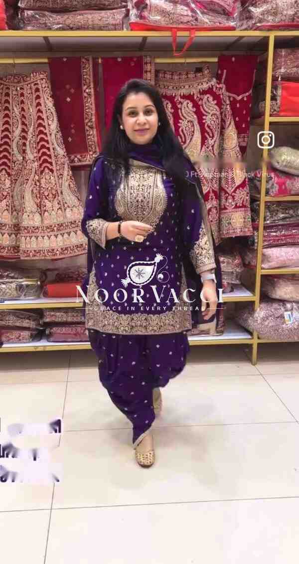 Pure Cinon Silk Embroidered Top with Dhoti and Dupatta Set - Image 2