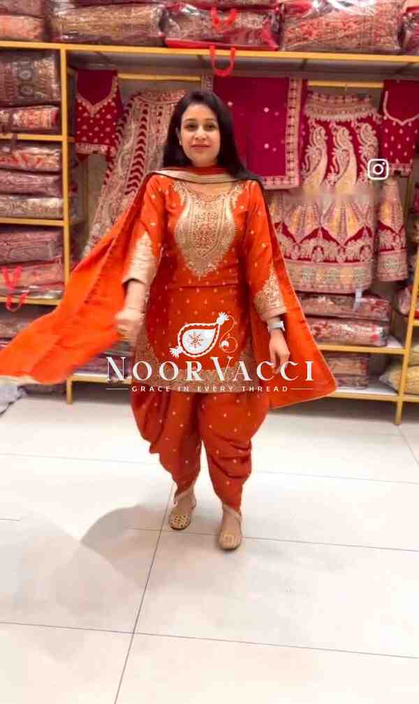 Pure Cinon Silk Embroidered Top with Dhoti and Dupatta Set - Image 2