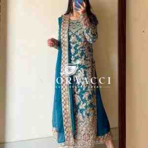 Heavy Georgette Embroidered Palazzo Set with Diamond Handwork