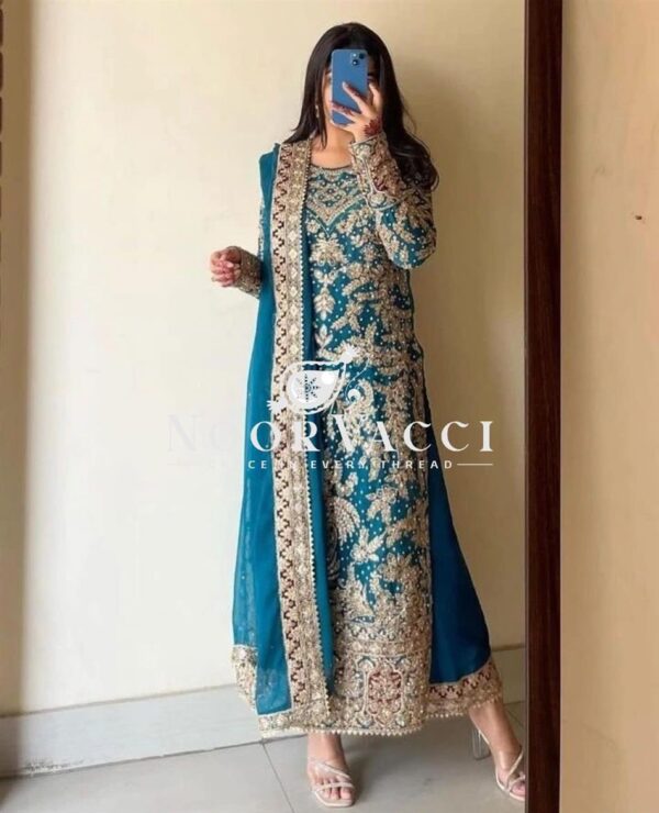 Shop Heavy Georgette Embroidered Palazzo Set with Diamond Handwork