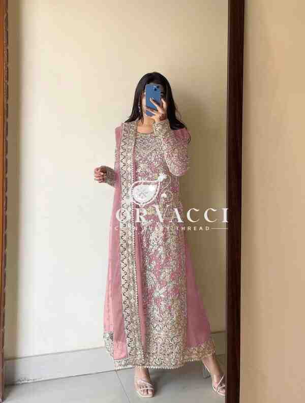 Heavy Georgette Embroidered Palazzo Set with Diamond Handwork