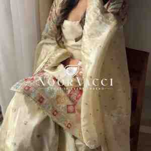 Chinon Silk Embroidered Gharara Set with Dupatta