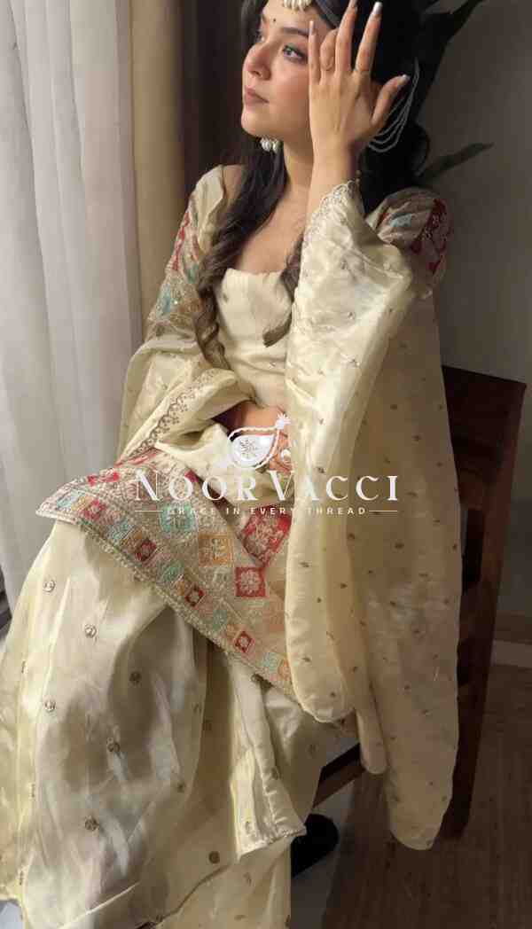 Chinon Silk Embroidered Gharara Set with Dupatta