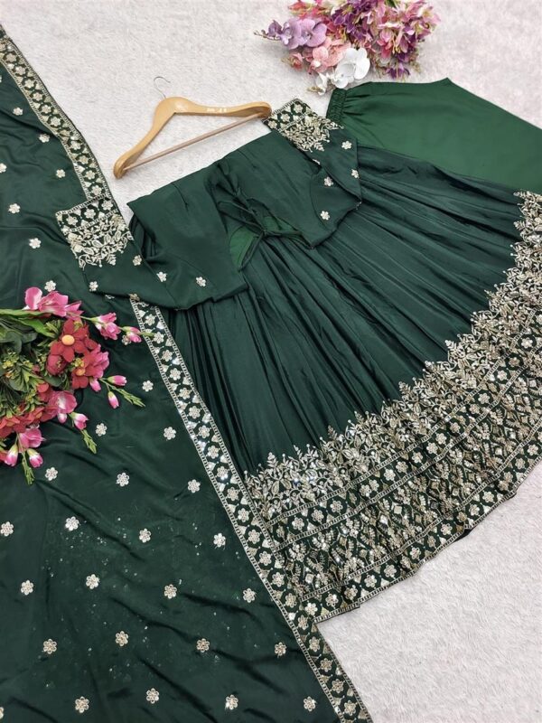 Buy Pure Cinon Silk Embroidered Gown with Pant and Dupatta - Image 5