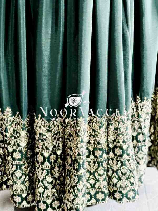 Pure Cinon Silk Embroidered Gown with Pant and Dupatta - Image 9