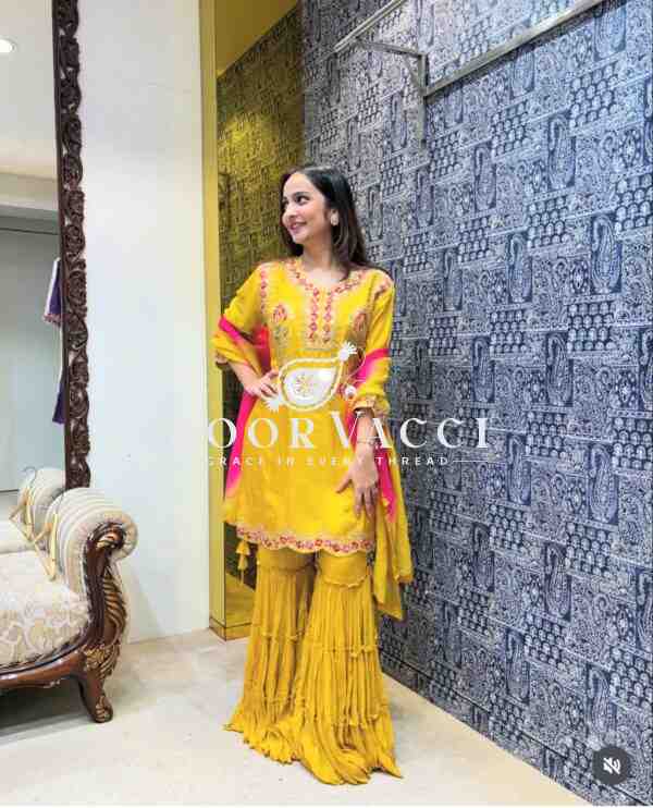 Pure Cinon Silk Top with Sarara and Dupatta Set
