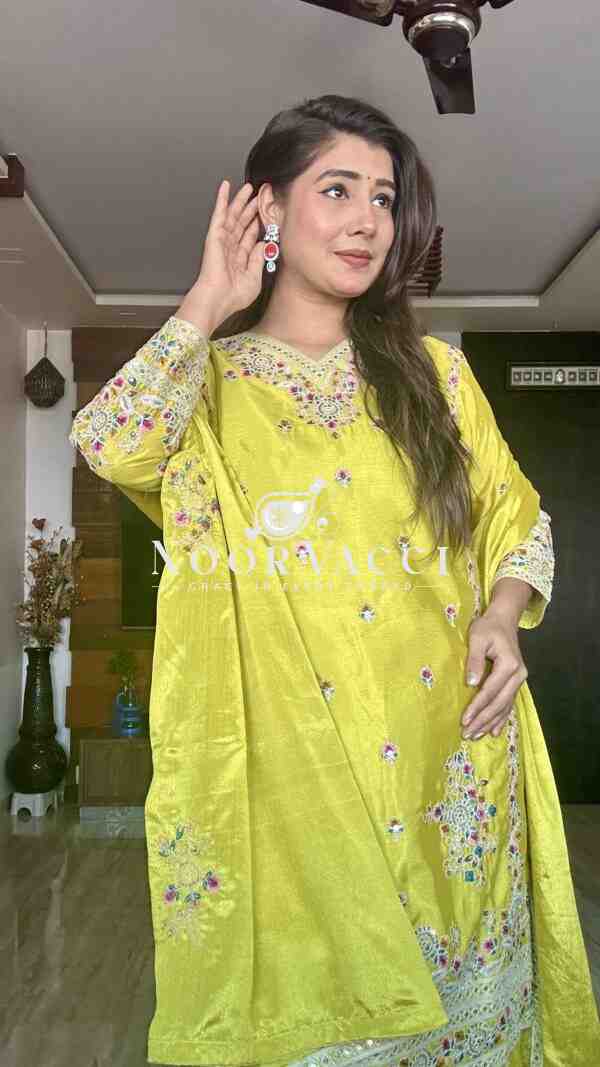 Pure Cinon Silk Top with Sarara and Dupatta Set Fully Stitched Ready To Wear - Image 7