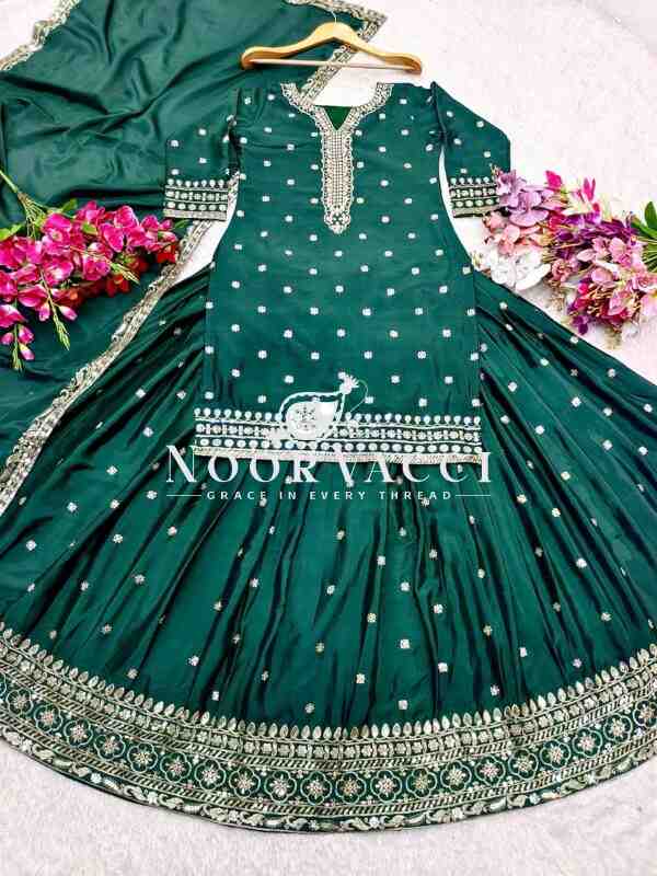 Pure Cinon Silk Embroidered Top with Lehenga and Dupatta Set Fully Stitched Ready To Wea - Image 7
