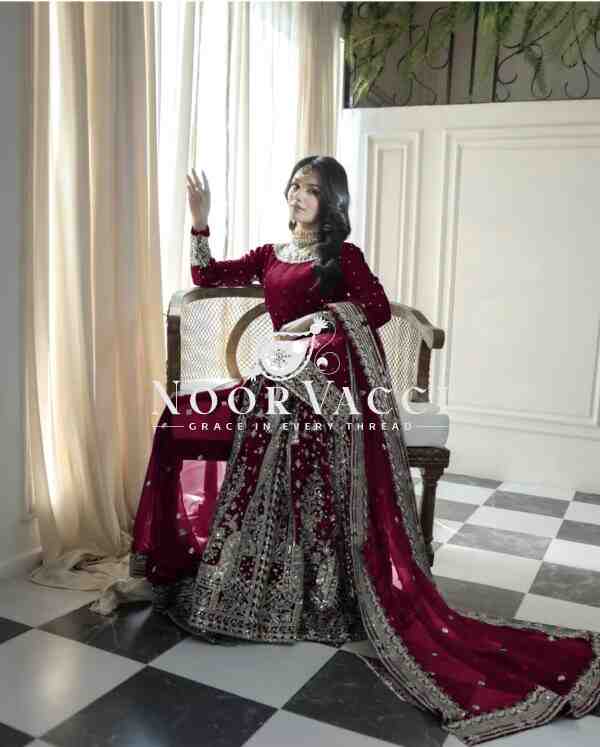 Faux Georgette Embroidered Gharara Set with Rivet Moti Detailing - Image 4
