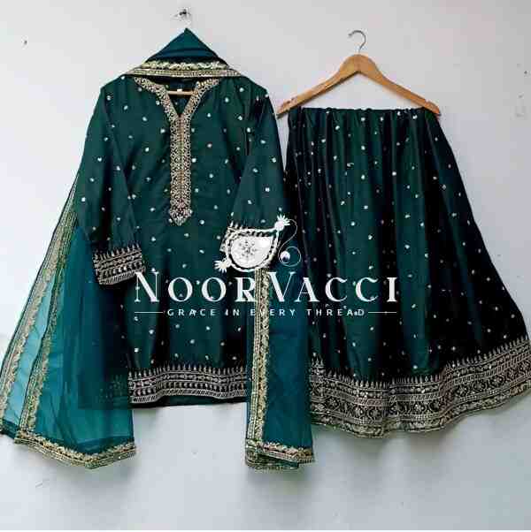 Pure Cinon Silk Embroidered Top with Lehenga and Dupatta Set Fully Stitched Ready To Wea - Image 8