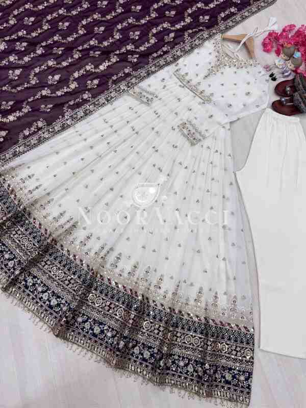 Heavy Faux Georgette Embroidered Gown, Dupatta & Bottom Set – Party Wear - Image 7