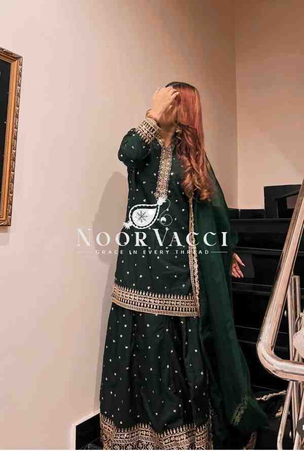 Pure Cinon Silk Embroidered Top with Lehenga and Dupatta Set Fully Stitched Ready To Wea - Image 4