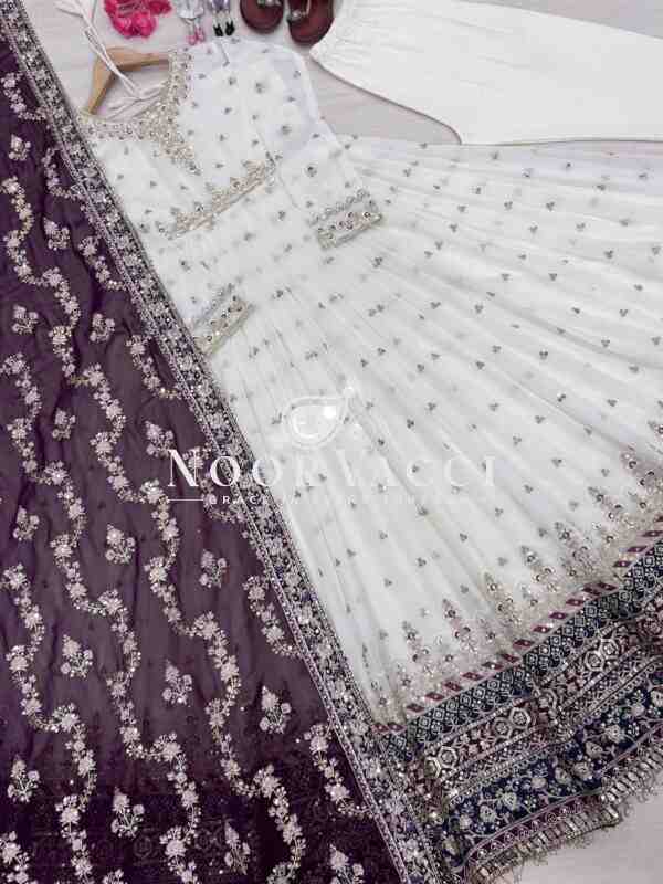 Heavy Faux Georgette Embroidered Gown, Dupatta & Bottom Set – Party Wear - Image 6
