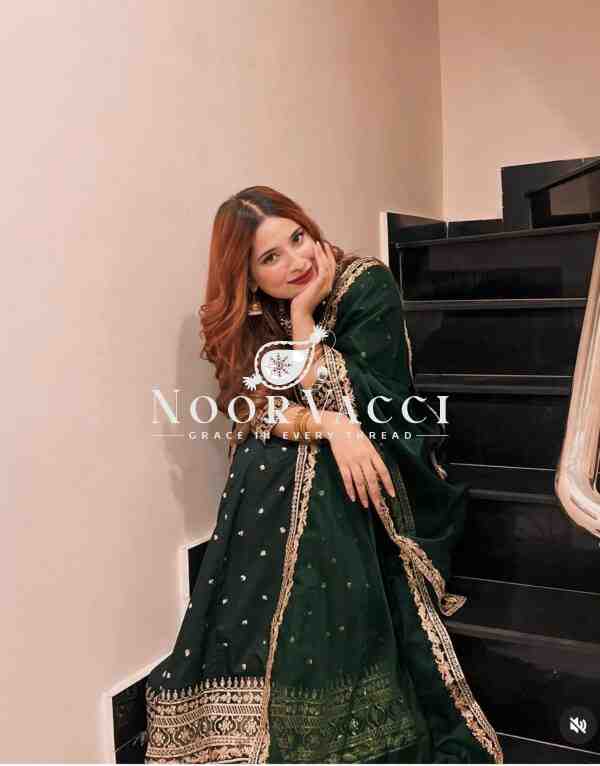 Pure Cinon Silk Embroidered Top with Lehenga and Dupatta Set Fully Stitched Ready To Wea - Image 3