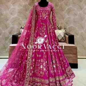 Heavy Chinon Silk Embroidered Gown with Pent and Dupatta Set Fully Stitched Ready To Wear