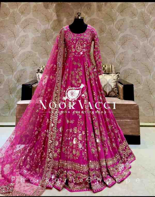 Heavy Chinon Silk Embroidered Gown with Pent and Dupatta Set Fully Stitched Ready To Wear