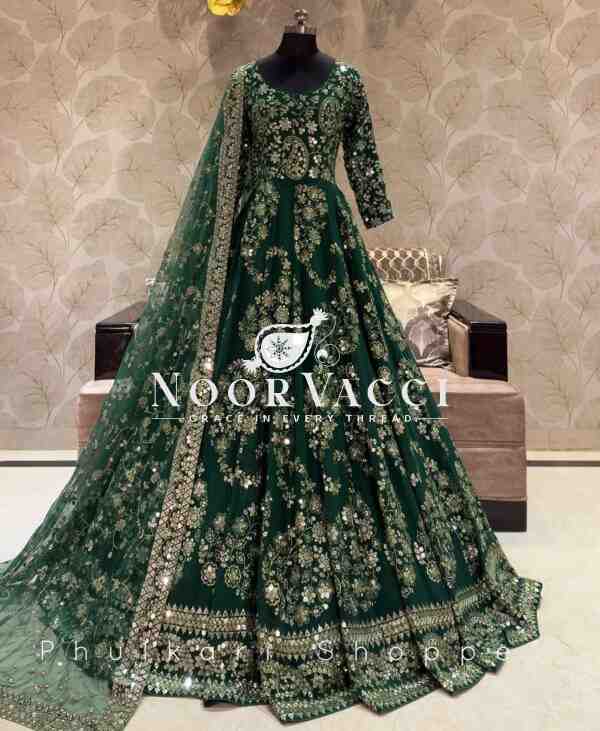 Heavy Chinon Silk Embroidered Gown with Pent and Dupatta Set Fully Stitched Ready To Wear
