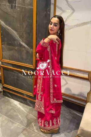 Buy Coding Dori Embroidered Chinon Silk Top with Sharara and Dupatta Set Fully Stitched Ready To Wear