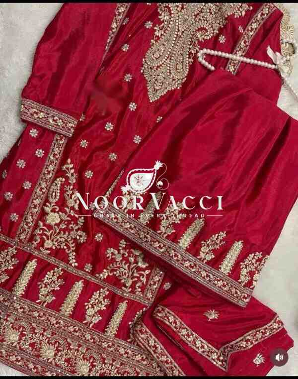 Coding Dori Embroidered Chinon Silk Top with Sharara and Dupatta Set Fully Stitched Ready To Wear - Image 8