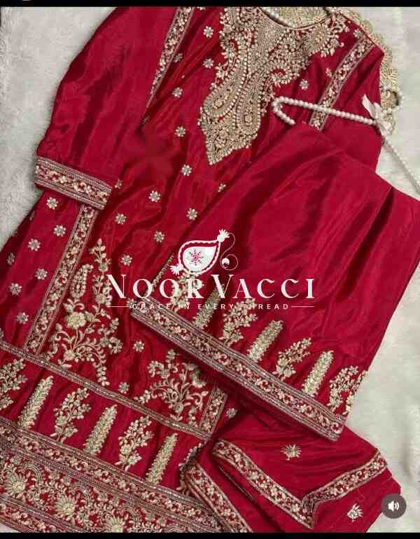 Coding Dori Embroidered Chinon Silk Top with Sharara and Dupatta Set Fully Stitched Ready To Wear - Image 9