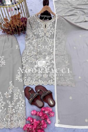 Buy Heavy Faux Georgette Embroidered Top Plazzo & Dupatta Set – Designer Party Wear