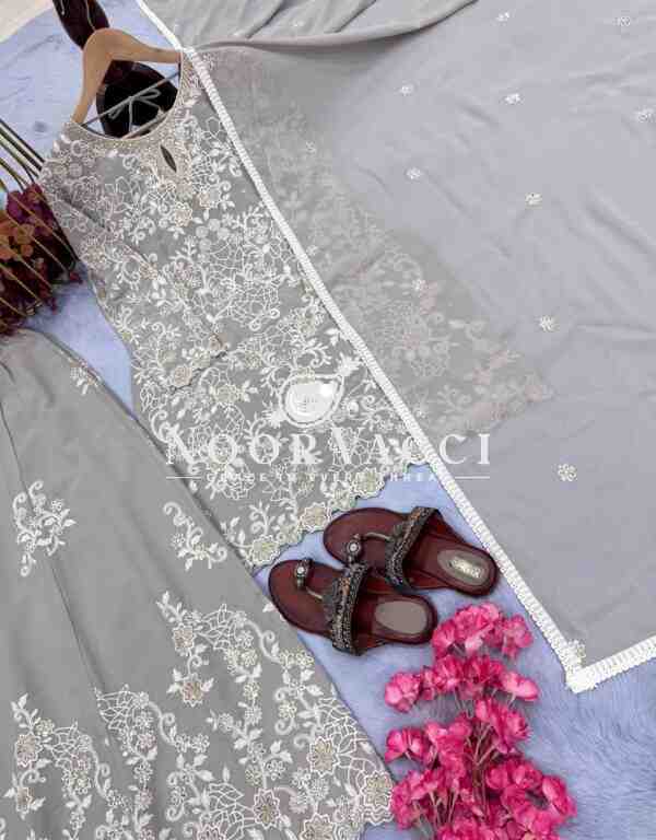 Heavy Faux Georgette Embroidered Top Plazzo & Dupatta Set – Designer Party Wear - Image 2