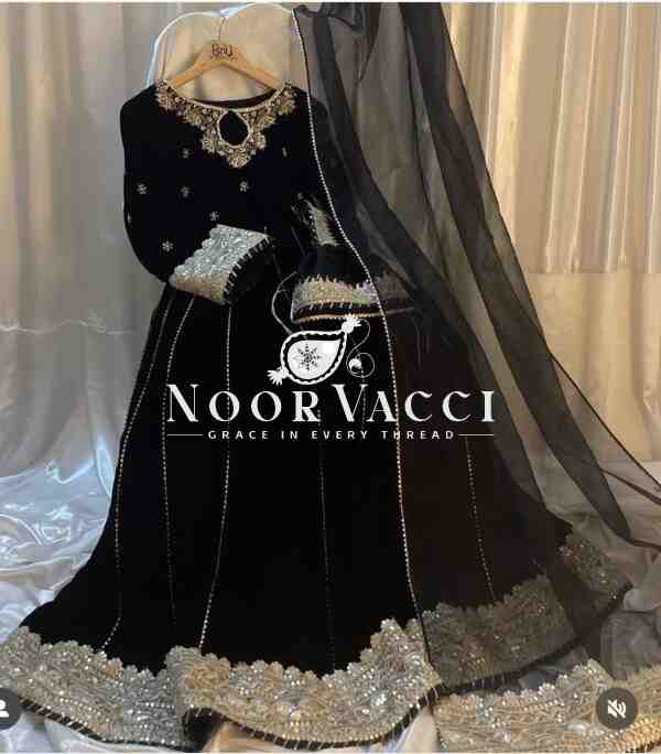 Fox Georgette Embroidered Gown with Pant and Dupatta Set Fully Stitched Ready To Wear - Image 4