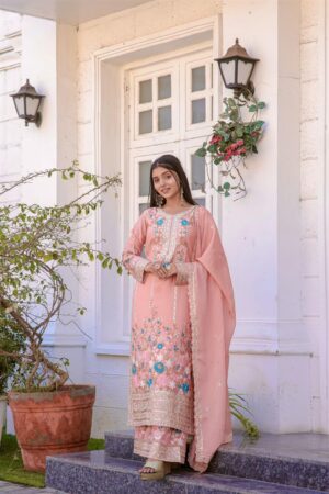 Shop Premium Chinon Silk Embroidered Top Plazzo & Dupatta Set – Designer Party Wear