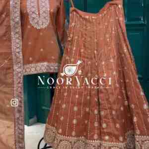Vichitra Silk Embroidered Top-Sarara with Dupatta Set Fully Stitched Ready To Wear
