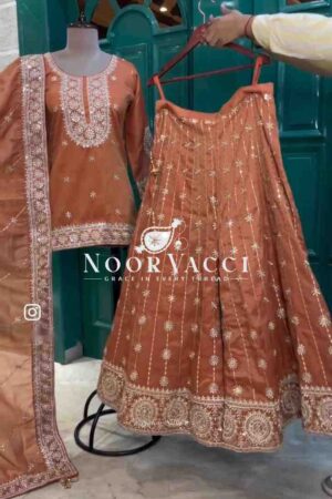 Shop Vichitra Silk Embroidered Top-Sarara with Dupatta Set Fully Stitched Ready To Wear