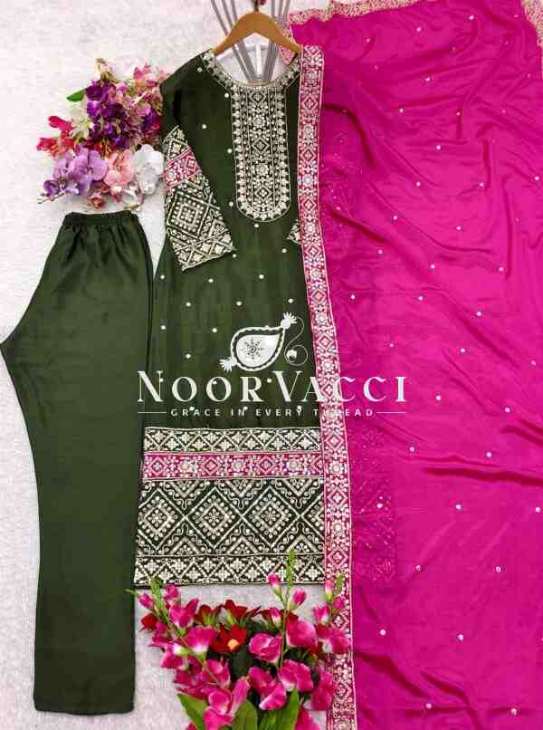 Vichitra Silk Embroidered Top-Pant with Dupatta Set - Image 6