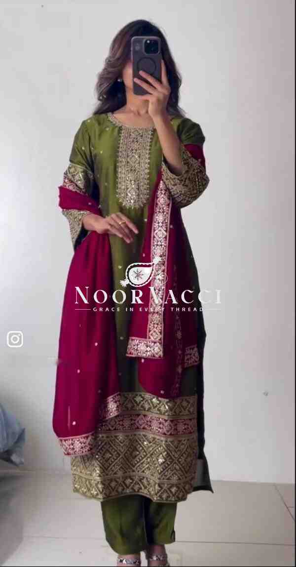 Vichitra Silk Embroidered Top-Pant with Dupatta Set