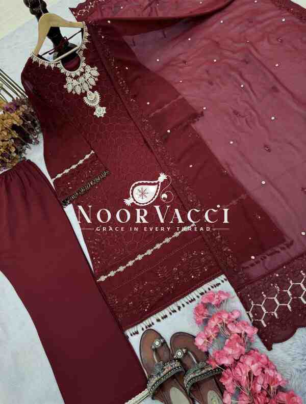 Premium Faux Georgette Embroidered Top Plazzo & Dupatta Set – Party Wear Look - Image 4