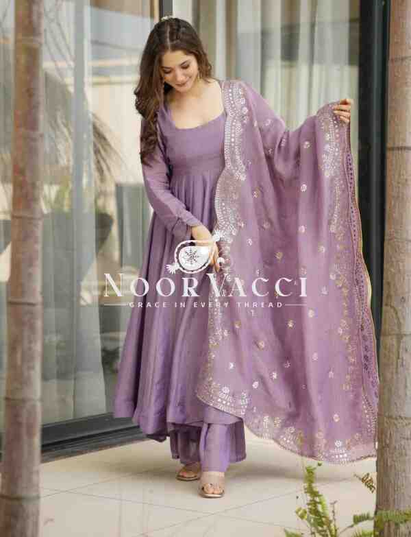Fandy Silk Designer Gown with Embroidered Dupatta - Image 2